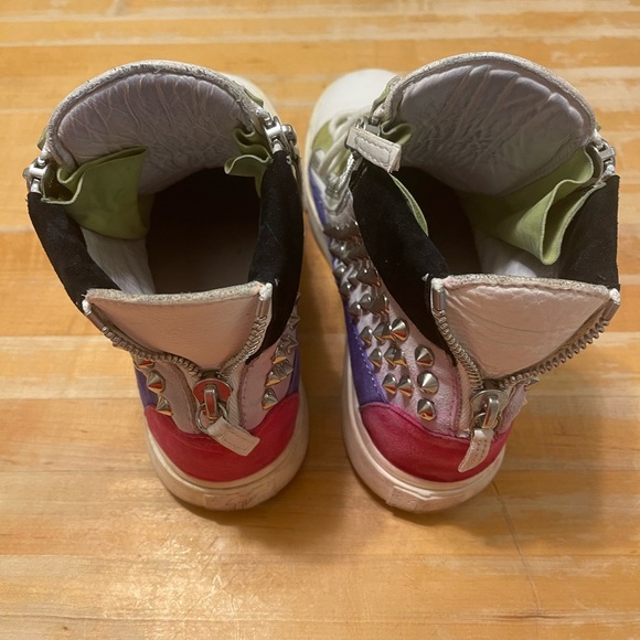 Giuseppe Zanotti Multicolor Suede Sneakers w/ Spikes - Picture 6 of 6